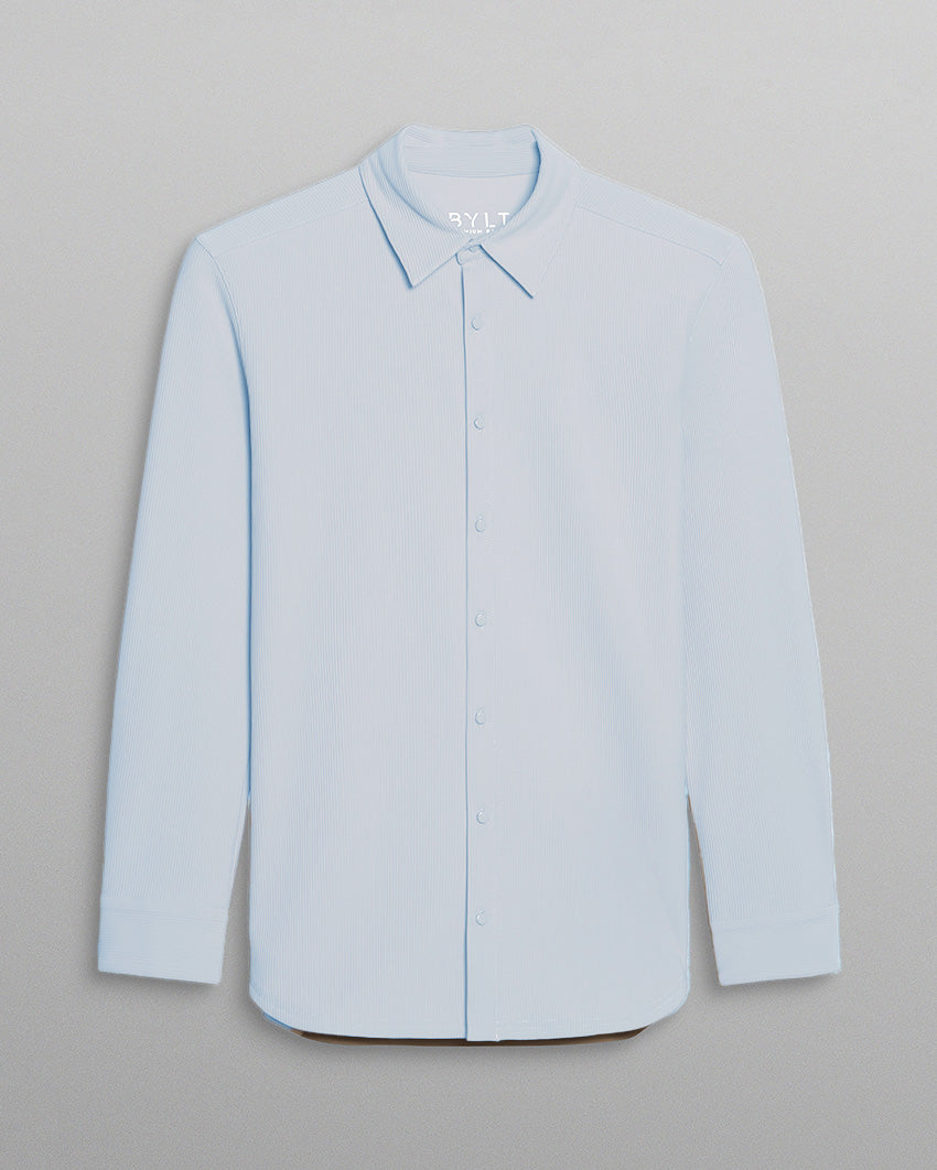 Ribbed+ Long Sleeve Button Down