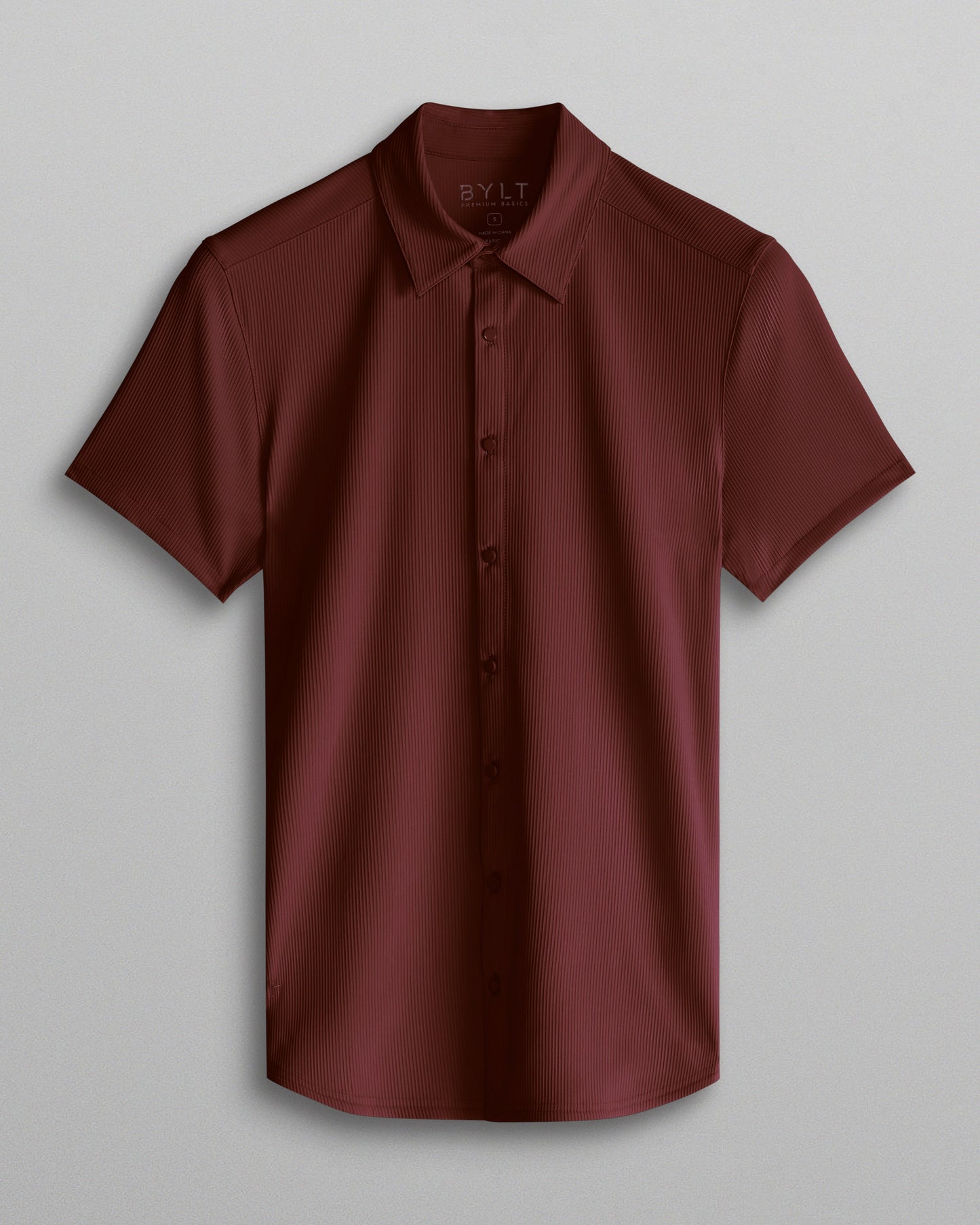 Ribbed+ Short Sleeve Button Down