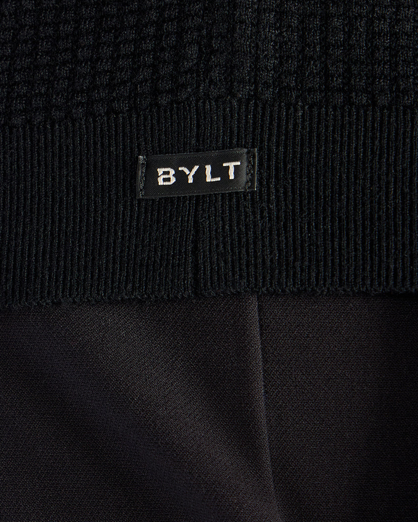 Textured Knit Long Sleeve Polo