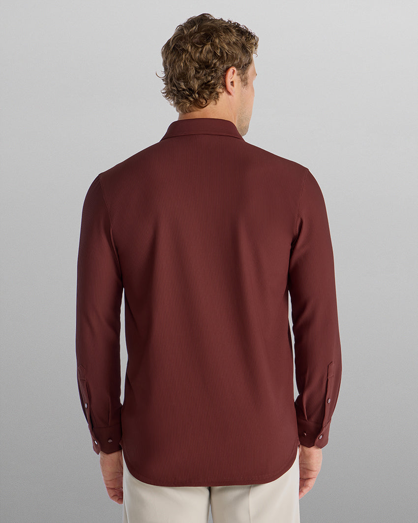 Ribbed+ Long Sleeve Button Down