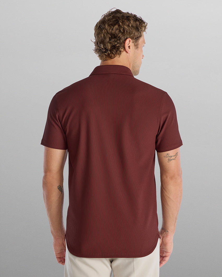 Ribbed+ Short Sleeve Button Down