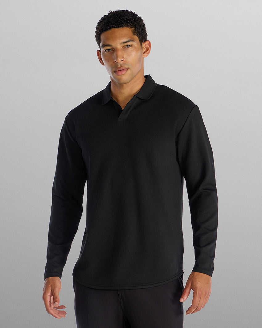 Micro Rib Long Sleeve Polo