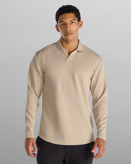 Micro Rib Long Sleeve Polo