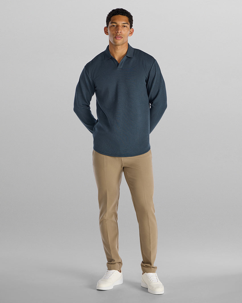 Micro Rib Long Sleeve Polo