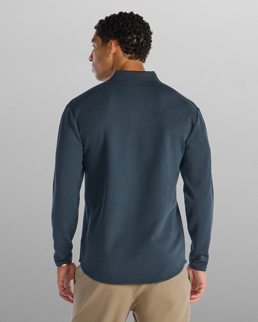 Micro Rib Long Sleeve Polo