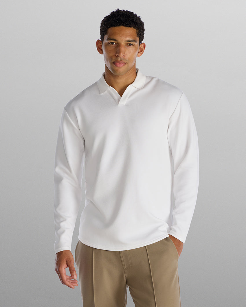Micro Rib Long Sleeve Polo