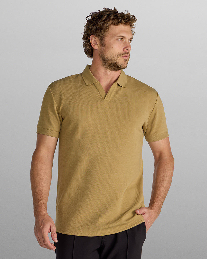 Micro Rib Open V Polo